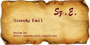 Szondy Emil névjegykártya