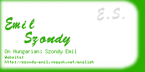 emil szondy business card